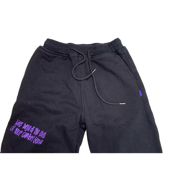 Taka Original Womens Sz Small Jogger Sweatpants Black Y2K Graphic Art Drawstring - Picture 3 of 9